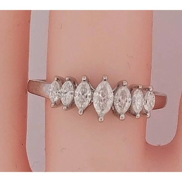10K Diamond Marquise-Cut Anniversary Band REAL DIAMONDS size6,7,8 - Picture 11 of 12